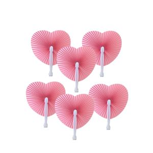 TEMU 수공예 하트 모양 여성 패션 부채 (12개입) 파티 선물 세트 - 핑크 하트 여성 접이식 부채 심플 피아노 건반 디자인 접이식 종이 부채 결혼식 파티 선물 DIY 종이 부채