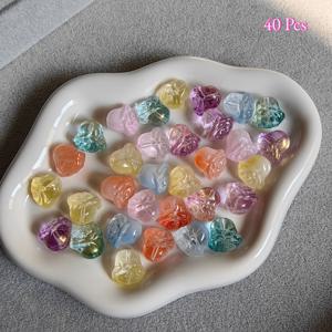 TEMU 40개 13*12mm 유리 장미 구슬, DIY 액세서리 장식 구슬, 다양한 색상의 장미 구슬, 귀걸이/팔찌/목걸이 제작용, 선물/그녀를 위한 선물