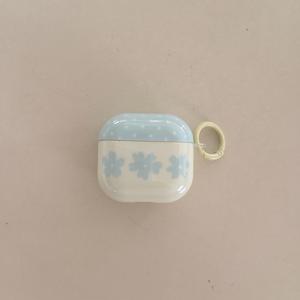 TEMU 에어팟 케이스용 랜야드 포함 1개, 밀크 솔트 블루 & 화이트 폴카 도트 커버, 에어팟 프로 4/3/2용 유연하고 가벼운 플라스틱 케이스, 에어팟 프로/에어팟 1/2/3세대용 보호 커버