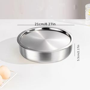 TEMU 뚜껑이 있는 스테인리스 스틸 베이킹 트레이, 1판과 1뚜껑 - 찜그릇, 케이크 그릇, 찜 계란 그릇, 가정용 찜 그릇
