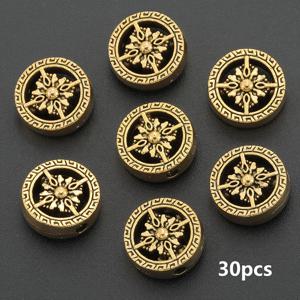 TEMU 30개 원형 나침반 패턴 대구 스페이서 비즈, 약 12mm, 아연 합금 플랫 피어싱 루즈 비즈, 장식용 비즈, 비즈 커넥터, 수제 비즈 공예용, DIY 주얼리 액세서리, 팔찌, 목걸이, 팔찌, 귀걸이, 키체인, 공예용 소품 재료, 비즈 및 비즈 모음에 적합