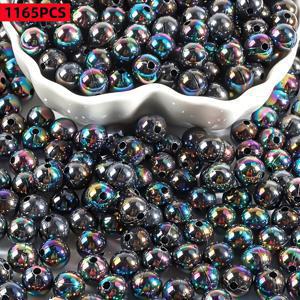 TEMU 1165개 무지개 빛 잉크 6mm 아크릴 비즈, 주얼리 공예 용품, 비즈 & 비즈 모음, S, 목걸이 등을 위한 스페이서 비즈