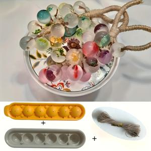 TEMU 1세트 원형 포도 클러스터 비누 만들기 실리콘 몰드 세트 (상자 1개, 뚜껑 몰드 1개, 로프 1롤 포함), 비누 레진 석고 공예용, 재사용 가능한 내구성 실리콘 비누 몰드, 수제 재료