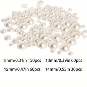 TEMU 300/700개 반원형 4mm~14mm 평평한 뒷면 구슬 광택 느슨한 카보숑 DIY 공예 목걸이 팔찌 보석 웨딩 드레스 네일 아트 장식