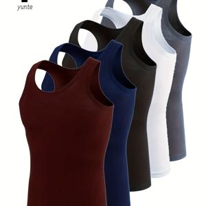 남성용 조끼 5종 세트 (딥 레드, 네이비 블루, 블랙, 화이트, 그레이). 스타일리시하고 통기성이 좋으며 편안한 속건성 디자인으로 스포츠 및 피트니스에 적합하며 여름철 캐주얼 웨어 및 헬스장 트레이닝에 완벽합니다.