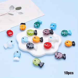 TEMU 수제 주얼리 팔찌 10개, 팔찌, 휴대폰 고리, 구슬펜, 액세서리, 구슬 13x21mm 유리 소재, 여름 해양 생물 구슬, 다양한 색상, 물고기 모양 구슬, 장식용 구슬 & 랜덤 색상 혼합