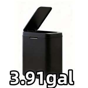 TEMU 14L/3.7gal 좁은 공간용 스마트 논터치 뚜껑형 욕실 휴지통: 저소음, 배터리식(배터리 미포함). 주방/욕실/사무실/침실용