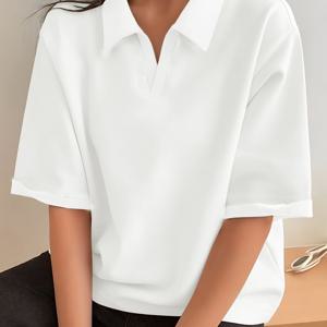 TEMU 폴로 셔츠 부티크, 신상 여성 캐주얼 스타일 폴로 셔츠, 편안하고 게으른 데일리 활용성 좋은 간편 상의