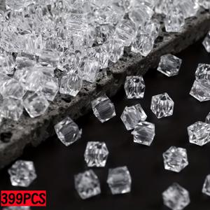 TEMU 399개 투명 화이트 파티트 비즈. 8mm 아크릴 드릴된 루스 비즈, 주얼리 제작 비즈 스트랜드. 공예 장식 비즈. S, 목걸이 등용 스페이서 비즈
