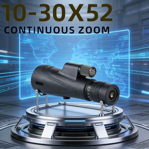 TEMU 52mm 초대형 대물렌즈 10-30X 줌 망원경: 연속 줌 시스템은 10~30X 배율 범위를 커버하며 최대 30X까지 확대하여 먼 곳의 디테일을 더 가까이 가져옵니다. 정밀한 초점 기구로 선명하고 날카로운 이미지를 보장합니다.