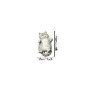 TEMU 2D 페인팅 시뮬레이션 실버 그라데이션 고양이 누워있는 디자인 카펫 힐링 시리즈 두꺼운 플러시 바닥 매트 침대 옆 미끄럼 방지 발 매트 인스 스타일/크림 홈 데코레이션에 적합