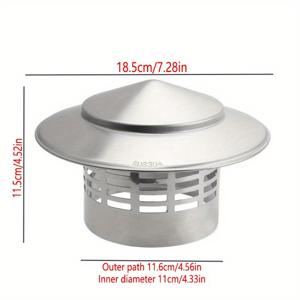 TEMU 110-160mm/4.33-6.29인치 스테인리스 스틸 굴뚝 캡 - 초경량 방수 통풍 설계, 난로·히터용 내구성 강한 녹방지 지붕 배기 후드, 신선한 공기 출입구 포함, 실내 벽난로 및 날씨에 강한 커버