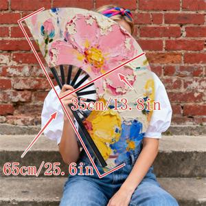 TEMU 남성용 휴대용 선풍기, 1개, 폴리에스터 소재, 가볍고 휴대 가능, 인상주의 꽃무늬 디자인 (생생한 꽃), 일상 사용, 야외 활동, 사무실 및 여행에 적합, 남성용 스타일리시 액세서리, 시원하고 쾌적함, 배터리 없음
