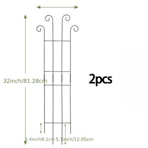 TEMU 2개 묶음 32'' 웨이브 모양 검은색 금속 트렐리스, 실내외 덩굴 식물용, 가든 트렐리스 (실내 식물, 꽃, 덩굴, 아이비용)