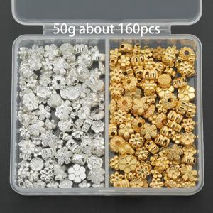 TEMU 80개 25g / 160개 50g 랜덤 혼합 스타일 꽃 스페이서 비즈, 합금 비즈 스페이서, 구멍 뚫린 루즈 비즈, 하트 패턴 비즈, 장식용 비즈, 비즈 커넥터. 핸드메이드 직조 DIY 귀걸이, 팔찌, 발찌, 펜던트 참, 열쇠고리, 백팩 참, 액세서리 제작 재료, DIY 주얼리 제작 액세서리, 비즈 & 비즈 모음용