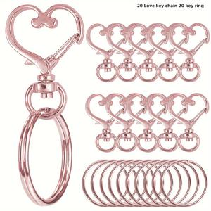 TEMU 하트 모양 회전 버클 고리 스트랩 키링 40개 세트 - DIY 수공예품, 랜야드 및 액세서리용 컬러 메탈 스프링 버클 - 4가지 색상의 아연 합금 랍스터 공제 링