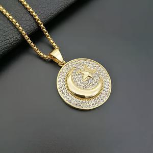 TEMU 패셔너블한 힙합 스타와 달 메달이 있는 여성용 펜던트 목걸이 부적 주얼리 1개