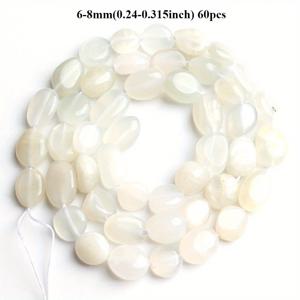 TEMU 6-8mm 천연 화이트 문스톤 비정형 비즈, 주얼리 만들기 DIY 팔찌 목걸이 재료, 귀걸이 액세서리 수공예 소재
