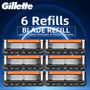 TEMU Gillette PROGLIDE 면도날 6개 면도날 리필 남성용 면도기 휴대용 수동 면도날 5중날 면도날