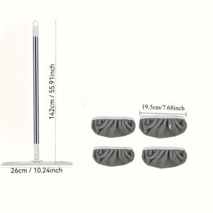 TEMU 1개 청소용 물걸레 + 4개 재사용 가능한 세탁용 물걸레 패드 - 고흡수력 건식 및 습식 청소, 내구성 있는 플라스틱 탄성 밴드 디자인, 하드우드 바닥, 타일, 리놀륨용 - 가정용 청소 용품, 재사용 가능한 물걸레 패드, 튼튼한 구조, 바쁜 가정용