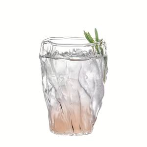 TEMU 한 개의 주름진 유리컵, 수제 커피 머그잔, 투명 주스 컵, 음료용기, 와인 글라스, 물컵, 가정 및 사무실 차 인퓨저
