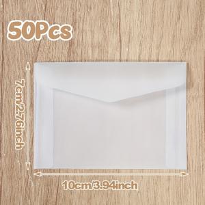 TEMU 50개, 투명 종이 카드 봉투, DIY 공예 초대장 봉투, 웨딩 브라이덜 파티 장식, 이벤트 테이블 , 카드 우편 봉투, 생일 파티 용품