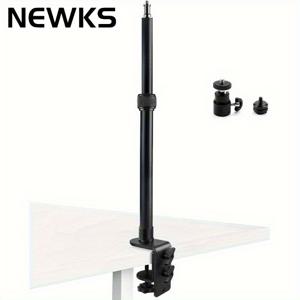 TEMU NEWKS 카메라 데스크탑 스탠드 (1/4인치 볼 헤드 및 콜드 슈 마운트 어댑터 포함), 12.9~22인치 조절 가능, DSLR 카메라, 링 라이트 및 비디오 라이트에 적합