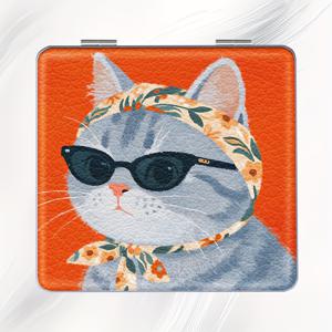 TEMU 에스닉 스타일 고양이 아기, 귀여운 머리띠 고양이, 접이식 양면 메이크업 거울, 데이트용 미니 휴대용 터치업 거울, 데일리 플립 립스틱 거울, 휴일, 생일, 크리스마스, 새해, 추수감사절, 발렌타인데이, 부활절 선물