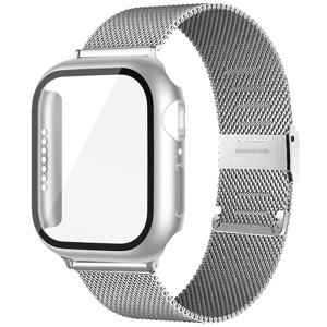 TEMU Apple Watch 38mm 40mm 41mm 42mm 44mm 45mm 46mm 49mm용 밀라네즈 루프 밴드 + 강화유리 케이스, 조절식 메탈 스트랩 및 충격 방지 스크래치 방지 화면 보호 필름 커버, iWatch 시리즈 11 10 6 5 4 SE2 3 Ultra2 3용