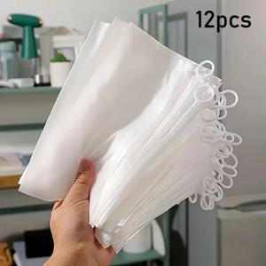TEMU 12개 PVC 투명 플라스틱 재사용 지퍼백, 고품질, 내구성, 변색 방지, 손잡이 포함, 손세탁 가능, 여행 및 보관용