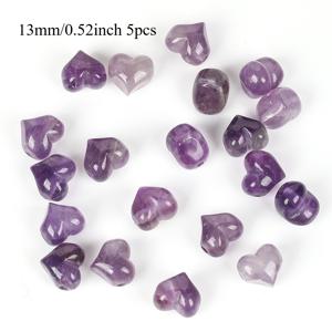 TEMU 13mm 천연석 자수정 구슬 5개, 하트 모양 스페이서 비즈, 여성을 위한 주얼리 만들기 DIY 팔찌 귀걸이 액세서리 선물용