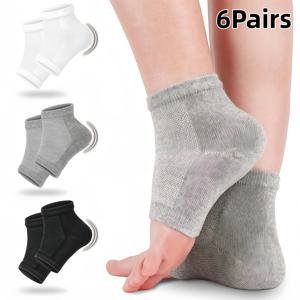 TEMU 6켤레 발뒤꿈치 갈라짐 방지 보습 양말, 건조하고 갈라진 발뒤꿈치와 각질을 부드럽게 하는 통기성 메쉬 디자인, 사계절용 및 야외 활동에 적합, 남녀공용 발 관리 및 건조 방지 보습 양말, 재사용 가능한 풋 커버