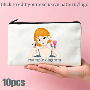 TEMU 그녀/남자를 위한 선물 10개 맞춤 사진/로고 화이트 지퍼 세면도구 가방, 13Oz 헤비웨이트 원단 화장품 파우치, 절친 자매 전용 맞춤 메이크업 가방. 여성 파티 및 휴일 선물 포장에 적합합니다. 매우 적합합니다.