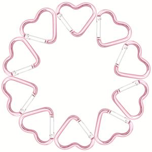 TEMU 10개 하트 모양 클립, 알루미늄 합금 키체인 카라비너 캠핑, 하이킹, 백팩 후크, 키링 홀더