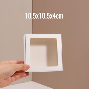 TEMU 핸드메이드 비누, 웨딩 답례품, 생일 선물용 25개 미니 접이식 투명창 종이 상자 - 기념 행사용 컴팩트 접이식 진열용 박스 (종이)