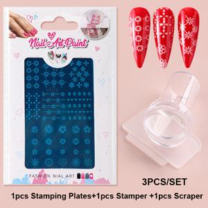 TEMU 3개/세트 풀 뷰티 네일 스탬핑 플레이트 & 스탬퍼 세트 (봄 데이지 플로랄 템플릿, 스탬퍼 & 스크래퍼 포함) - DIY 젤 폴리쉬 스텐실 시스템 - 네일, 봄 꽃 네일 디자인용 젤 폴리쉬 적용
