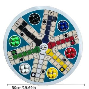 TEMU 6인용 대형 게임 보드 50cm/19.69인치 - 구성품: 원형 게임 보드 1개, 6가지 색상의 주사위 24개, 주사위 컵 2개. 1~6번 숫자가 새겨진 말뚝놀이 말판, 6인용 클래식 주사위 보드 게임, 크리스마스 및 할로윈용 - 체스 고속도로와 6인용 게임 보드 - 숫자가 새겨진 말뚝놀이 말판