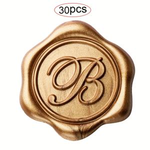 TEMU 25/30개입 초기 알파벳 접착 왁스 스티커, 문자 (A B D F G H J K L M N P R U V) 왁스 스티커 봉투 봉인 스티커 봉투 자체 접착 골드 스티커 웨딩 파티 생일 크리스마스용