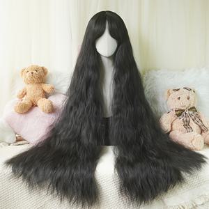 TEMU 115cm/44인치 초장형 장미 탄성망 앞머리 중앙분리 긴머리 가발 - 코스프레, 애니메이션 파티, 크리스마스, 할로윈, 코스튬 이벤트, 사진촬영용 - 고온 내성 섬유 가발 (BB 클립 및 무료 헤어넷 포함) - 성인용