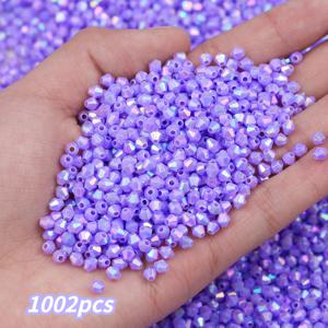 TEMU 4mm 보라색 다면체 이중 뾰족구멍 루즈 비즈, DIY 공예용 눈부신 패션 장식 비즈, 반짝이는 DIY 팔찌, 귀걸이, 반지, 목걸이, 펜던트, 술, 의류 액세서리 제작용, 핸드메이드 예술 공예 액세서리, 구슬 공예 및 주얼리 제작 용품