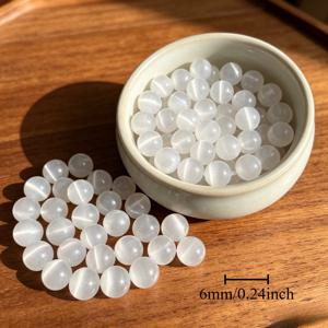 TEMU 천연 화이트 고양이 눈석 (문석) 라운드 비즈 루스 비즈, 다양한 사양 제공, 팔찌 목걸이 귀걸이 추가, 절친 생일 및 다양한 축제를 위한 최고의 선물