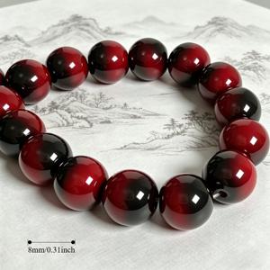 TEMU 레드 앤 블랙 천연석 원형 구멍 구슬, DIY 팔찌 및 목걸이 액세서리, 데일리웨어, 출퇴근, 파티, 부활절 및 할로윈 액세서리 키트, 선물용으로 적합