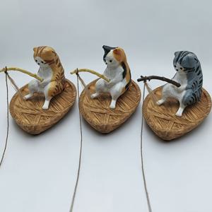 TEMU 3개 창의적인 귀여운 고양이 보트 낚시 풍경 장식품, 고품질 레진 내구성 수족관 장식, 해양 테마 풍경 장식, 사실적인 디테일 수족관 화분 식물 추가