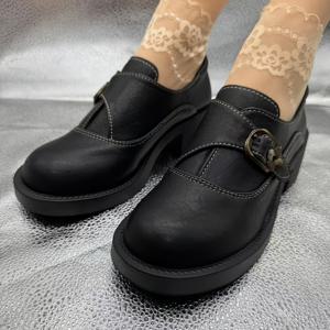 TEMU 라운드 토 싱글 슈즈 딥 머스클 하이힐 (5-8Cm) 원 스트랩 사각 힐 로우컷 슈즈 PU, 여성 신발