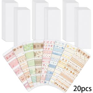 TEMU 와시 테이프 20매, 휴대용 와시 테이프 랙 전시판, 반투명, 저널, 일기, DIY 공예, 여행용