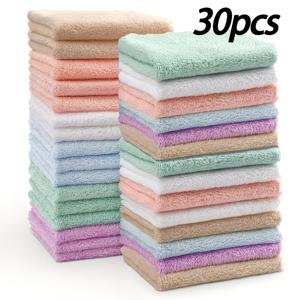 TEMU 30개입 23 X 23 컷팅 엣지 사각 타월, 랜덤 색상 재사용 가능한 청소용 천 코랄 플리스 얼굴 물티슈, 다기능 워시클로스, 부드러운 극세사, 다용도 수세미 패드, 빈티지 단색 디자인, 욕실에 적합