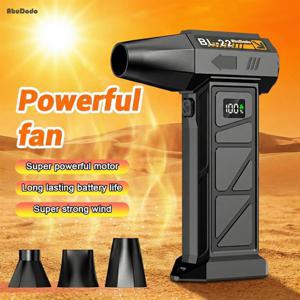 TEMU 고성능 터보팬, 자동차 용품, 에어 드라이어 송풍기, 9000000 RPM, Type-C 고속 충전, 6000mAh 리튬 배터리 장착, 5단 속도 설정, 5구 송풍구 노즐 3종 세트, 내구성 있는 블랙 ABS 소재, 가정, 사무실, 자동차, 제설용으로 적합