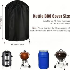 TEMU 숯불 그릴 커버 1개, 숯불 케틀용 BBQ 그릴 커버, 고강도 야외 훈제기 커버, 대부분의 숯불 케틀형 그릴에 적합(홀랜드, 브링크만, 젠 에어, , Kettle Brands of BBQ Grill 등)