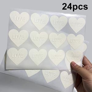 TEMU 24개/48개 엠보싱 'LOVE' 스티커, 50x45mm 하트 모양 종이 스티커 초대장 봉투 장식용 씰, 발렌타인데이 어머니날 생일 선물 포장 스티커, 종이 재질 씰