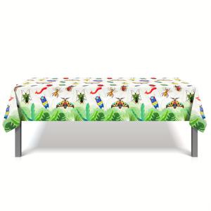 TEMU 130x220cm 곤충 테마 플라스틱 식탁보 - 생동감 넘치는 나비 & 열대 잎 디자인, 내구성 있는 일회용 테이블 커버, 봄 생일 파티, 캠핑, 야외 행사 및 배경 장식, 할로윈과 크리스마스 파티 용품, 캠핑 필수품, 고급 소재, 기계 제작 품질, 홈 데코레이터, 이벤트 플래너